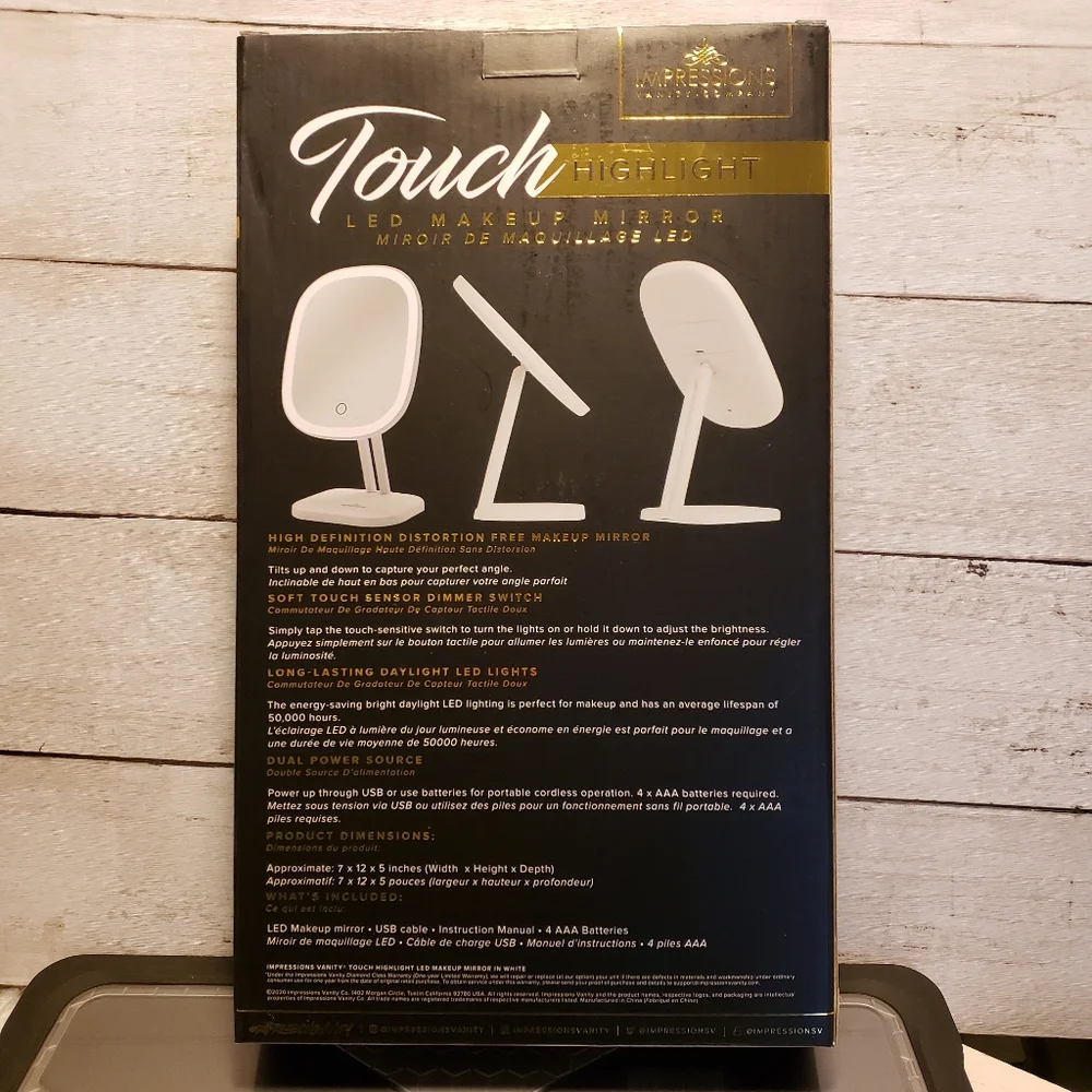 IMPRESSIONS Touch Highlight LED Makeup Mirror White NIP